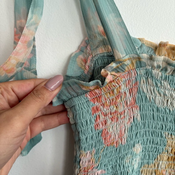 Abercrombie & Fitch Ruched Tier Ruffle Floral Tie Strap Dress Sz S - Picture 7 of 8